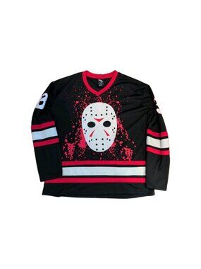 Friday The 13th Jersey Shirt Mens XL Black Red Jason Voorhees Hockey Costume